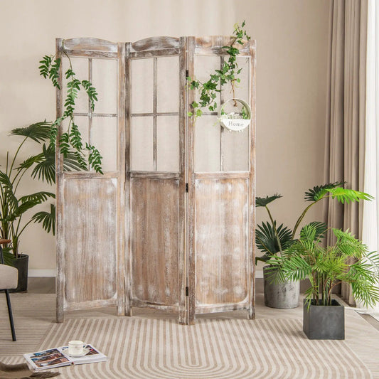 6 Feet Folding Privacy Screen Coffee Indoor
