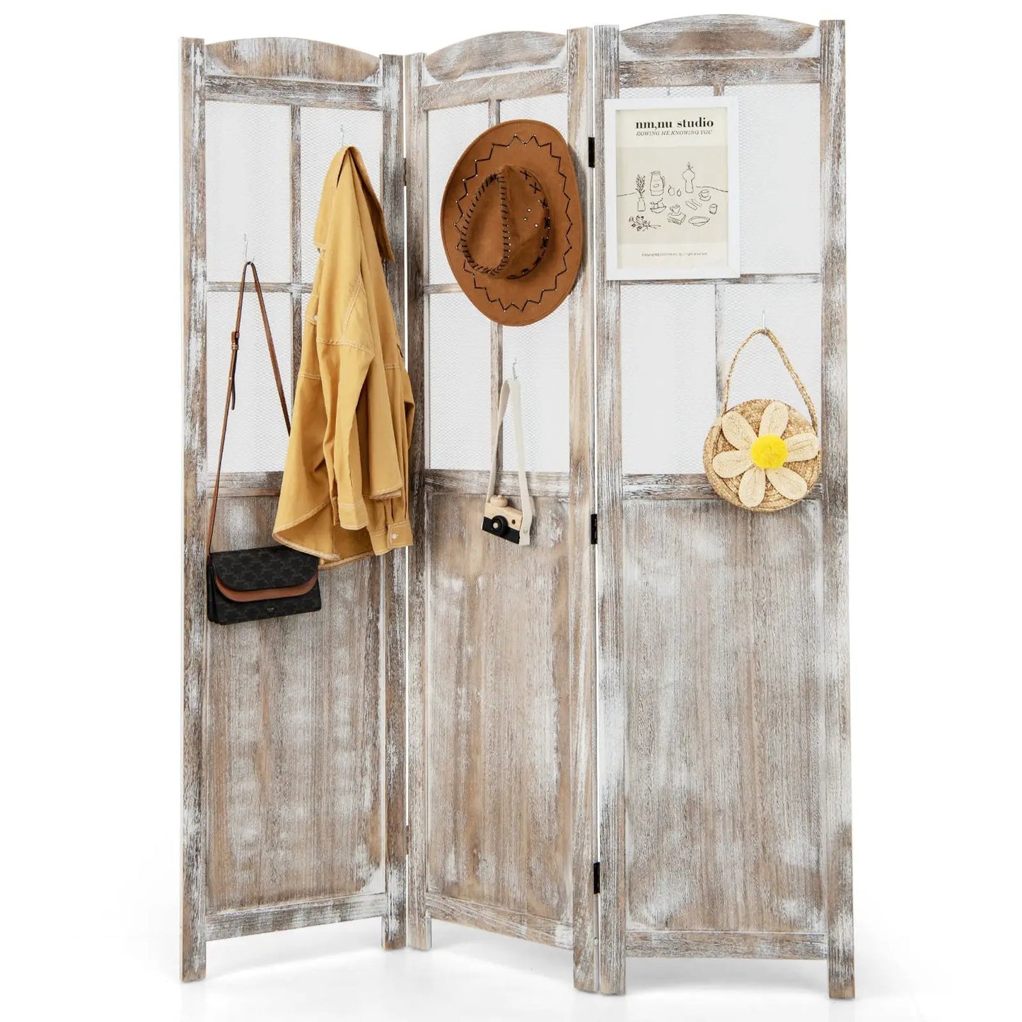 6 Feet Folding Privacy Screen Coffee Indoor