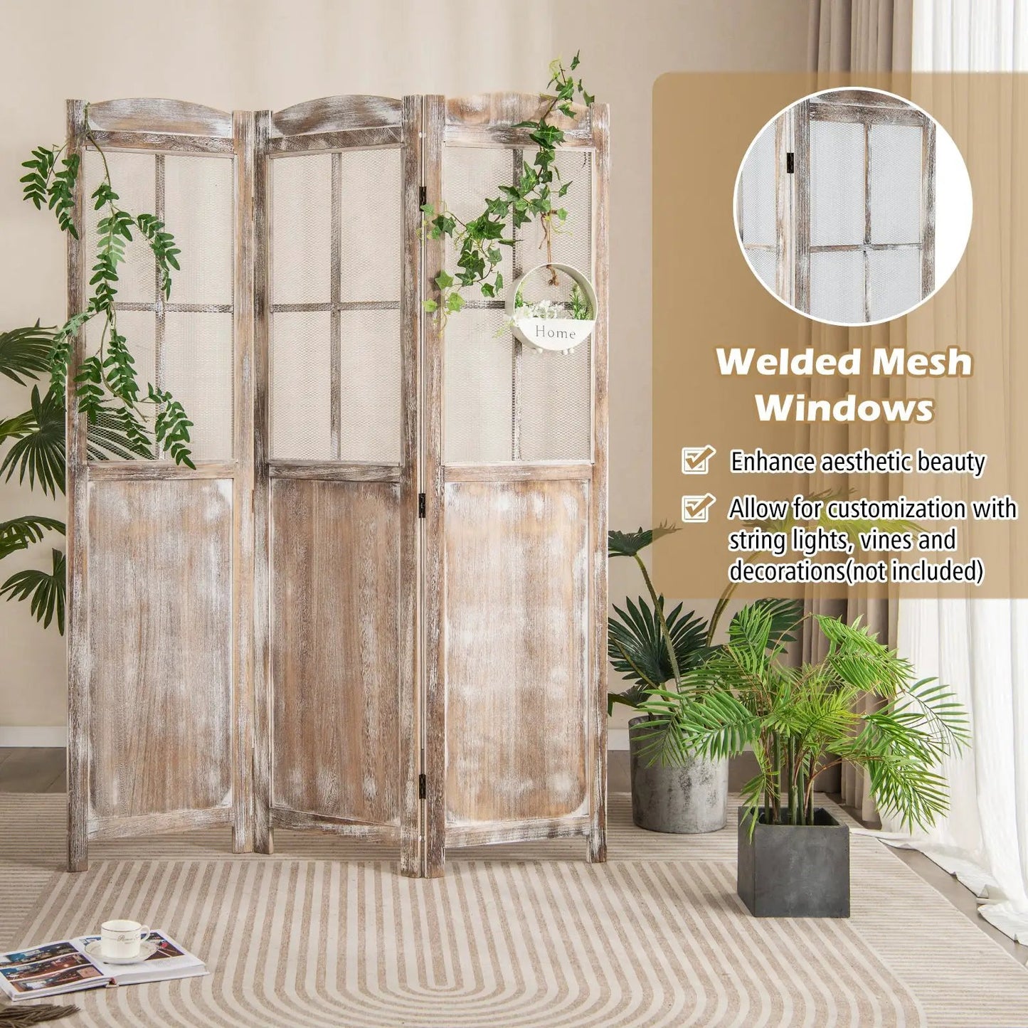 6 Feet Folding Privacy Screen Coffee Indoor