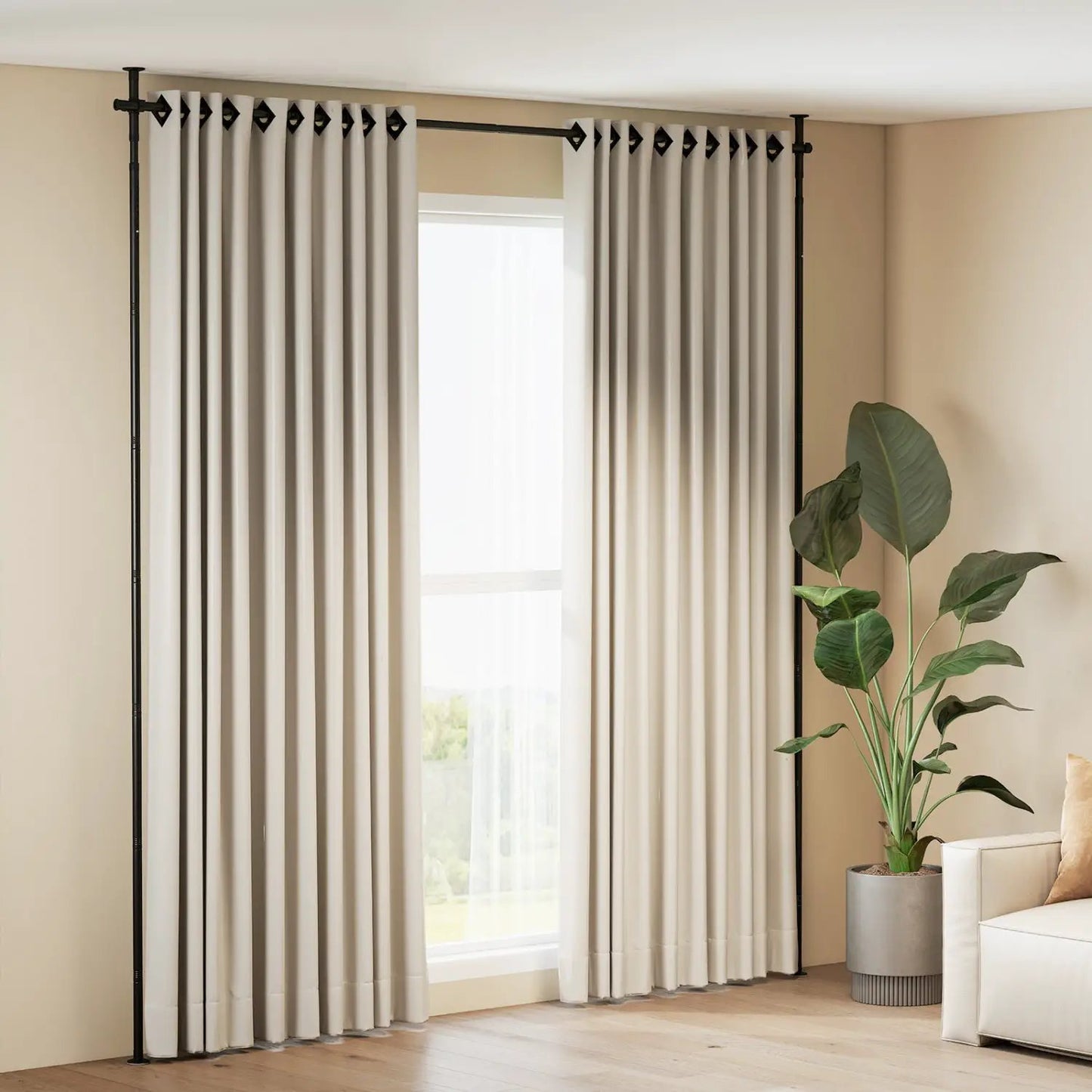 Room Divider Curtain Rod with Floor to Ceiling