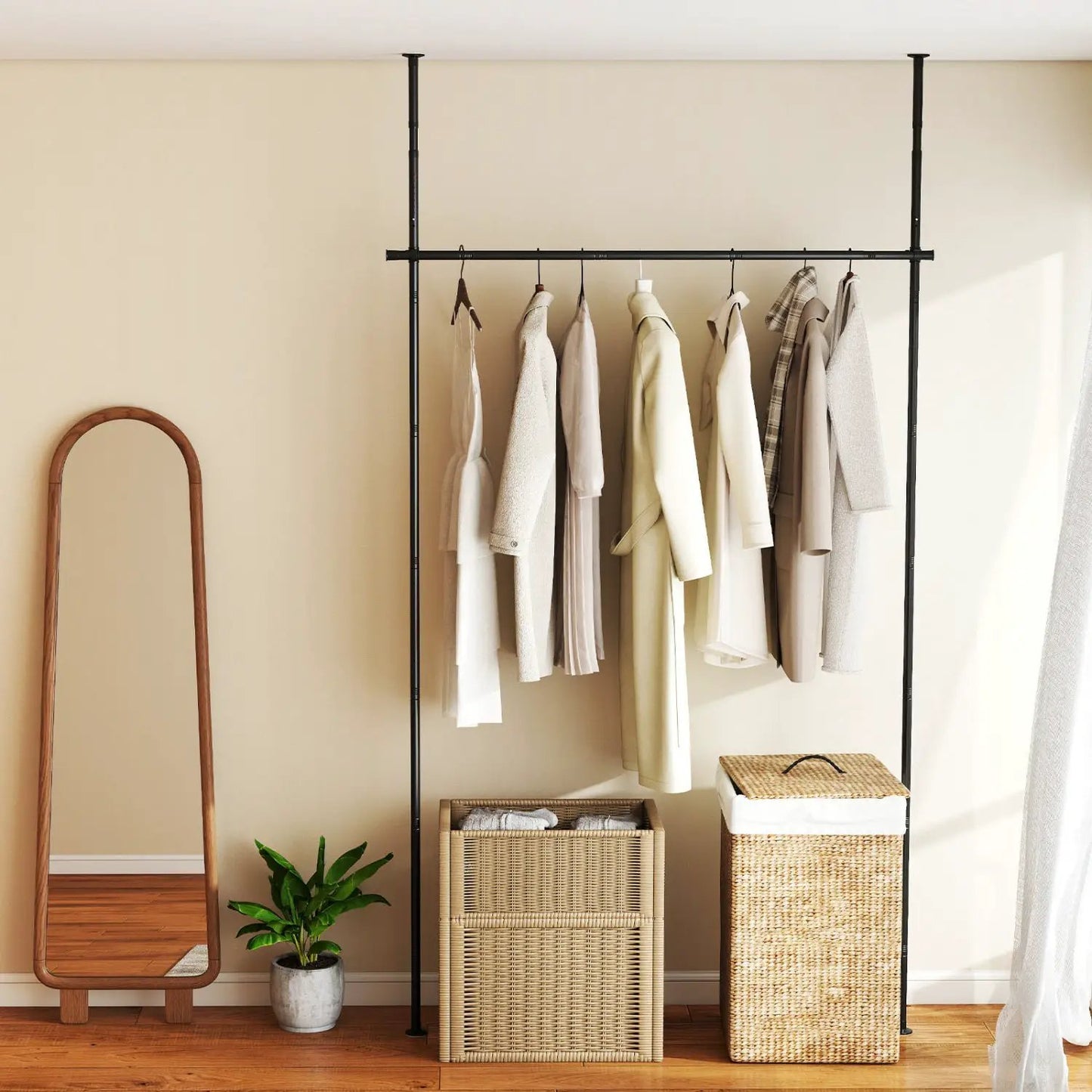 Room Divider Curtain Rod with Floor to Ceiling