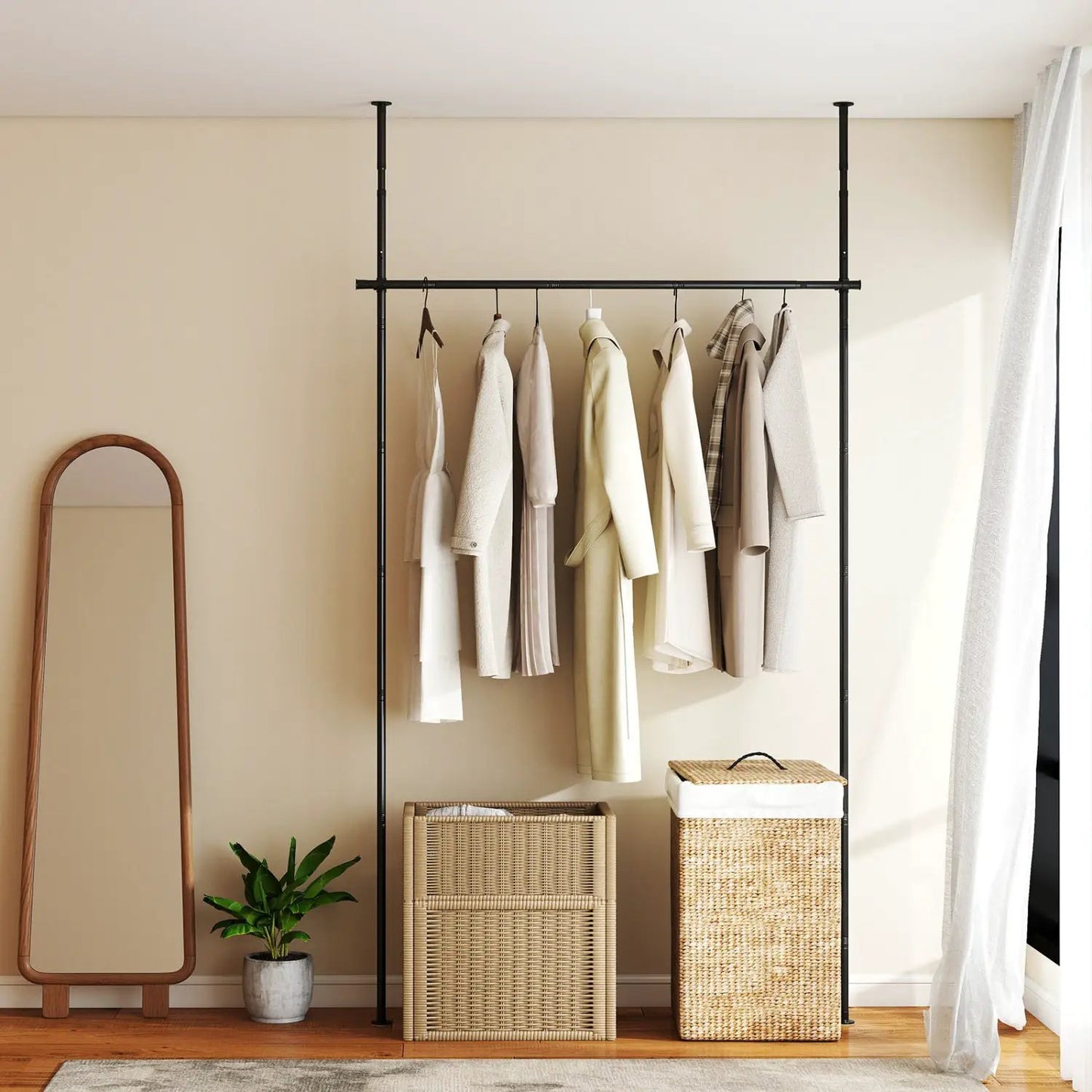 Room Divider Curtain Rod Adjustable Floor Ceiling