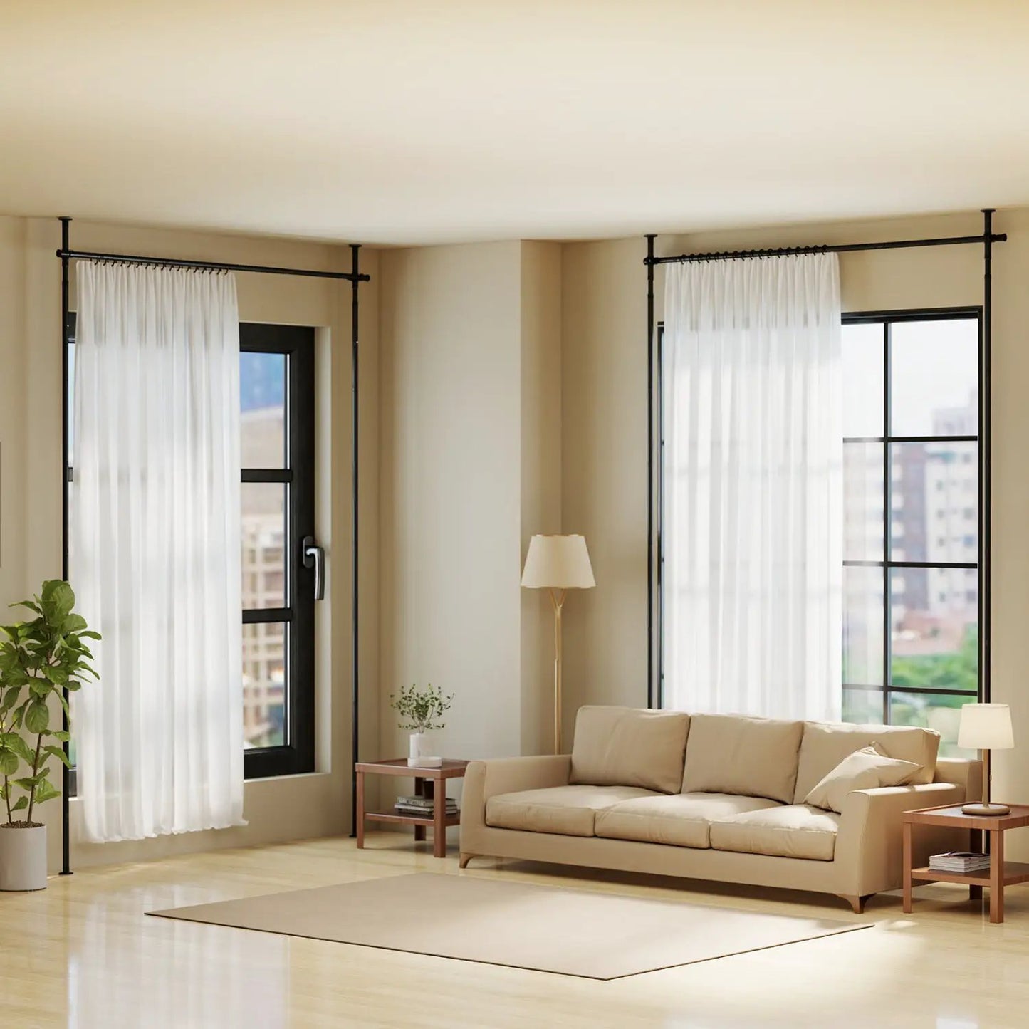 Room Divider Curtain Rod Adjustable Floor Ceiling