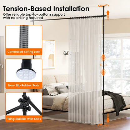 Room Divider Curtain Rod Adjustable Floor Ceiling