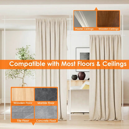 Room Divider Curtain Rod with Floor to Ceiling