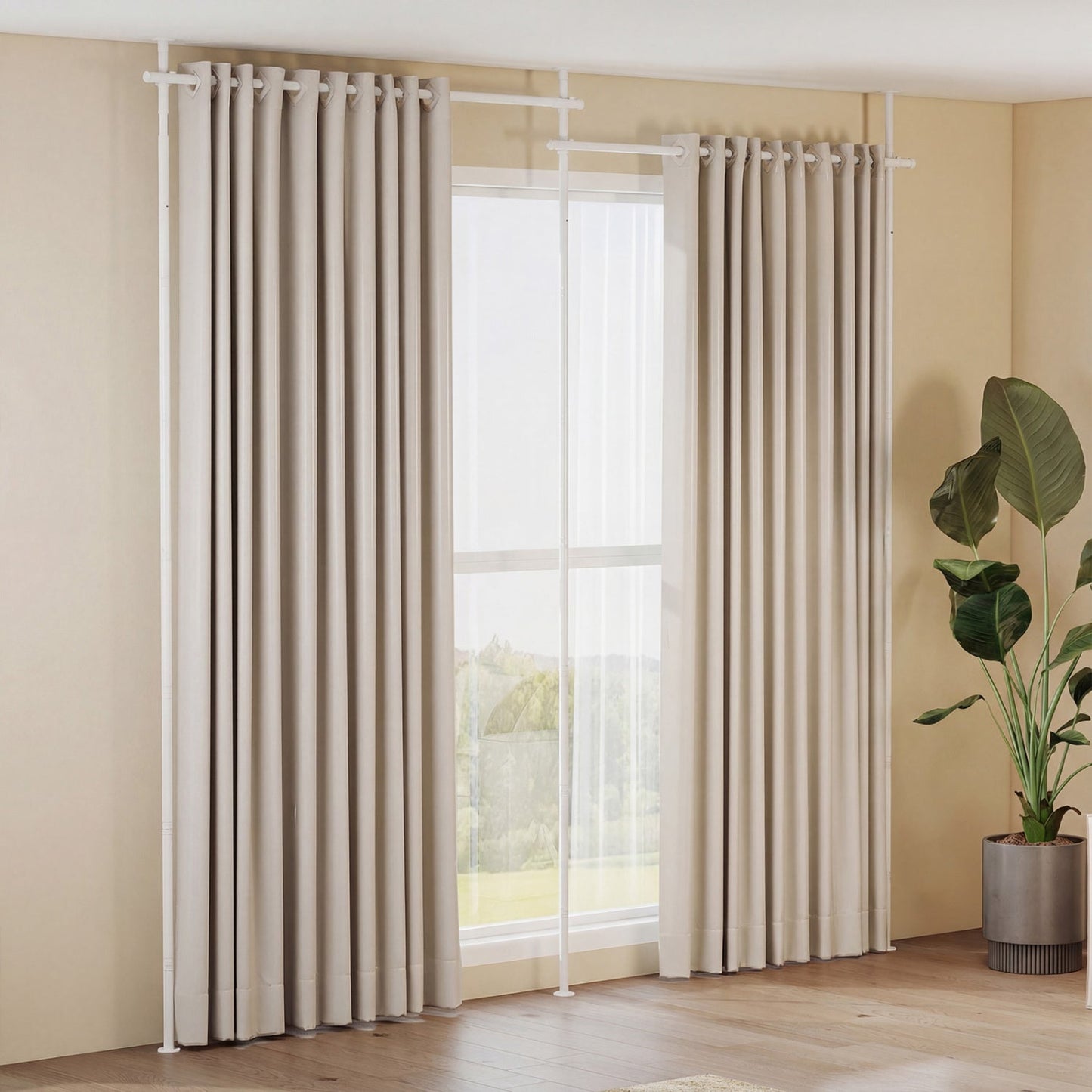 Room Divider Curtain Rod with Floor to Ceiling