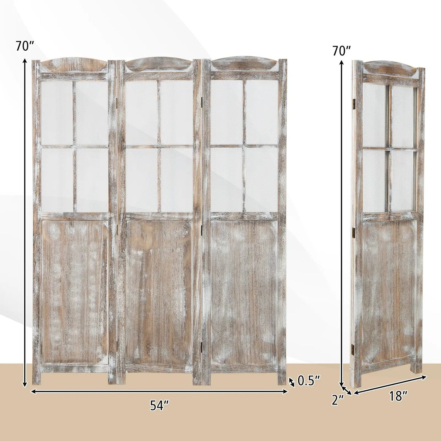 6 Feet Folding Privacy Screen Coffee Indoor