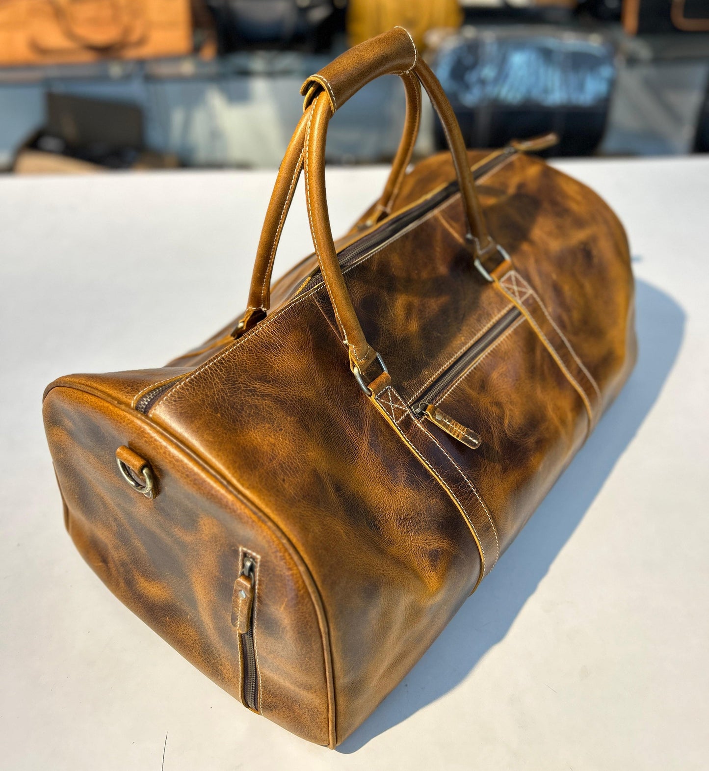 Roosevelt Full Grain Buffalo Leather Duffle - Tampa Home & Garden Store