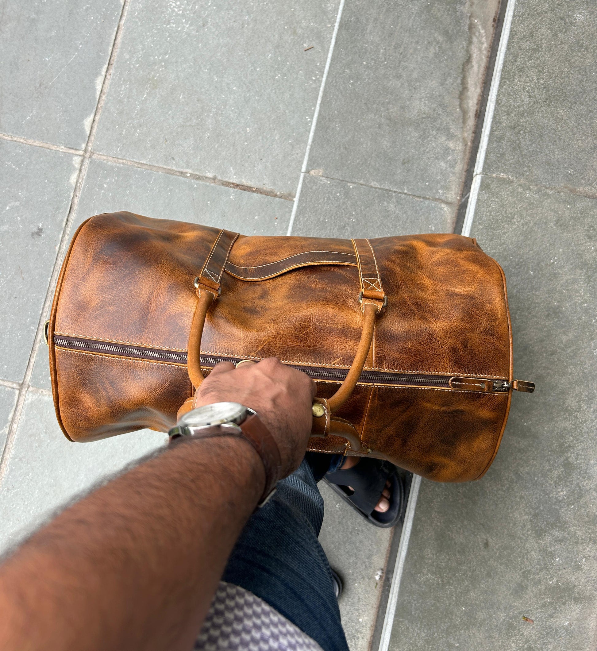 Roosevelt Full Grain Buffalo Leather Duffle - Tampa Home & Garden Store