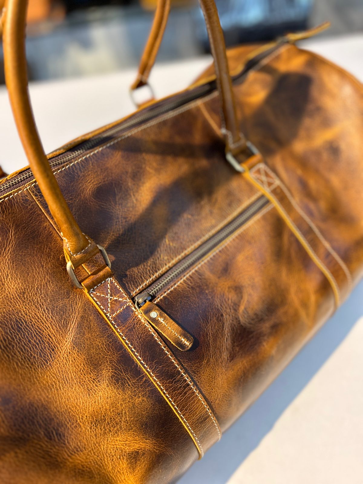 Roosevelt Full Grain Buffalo Leather Duffle - Tampa Home & Garden Store
