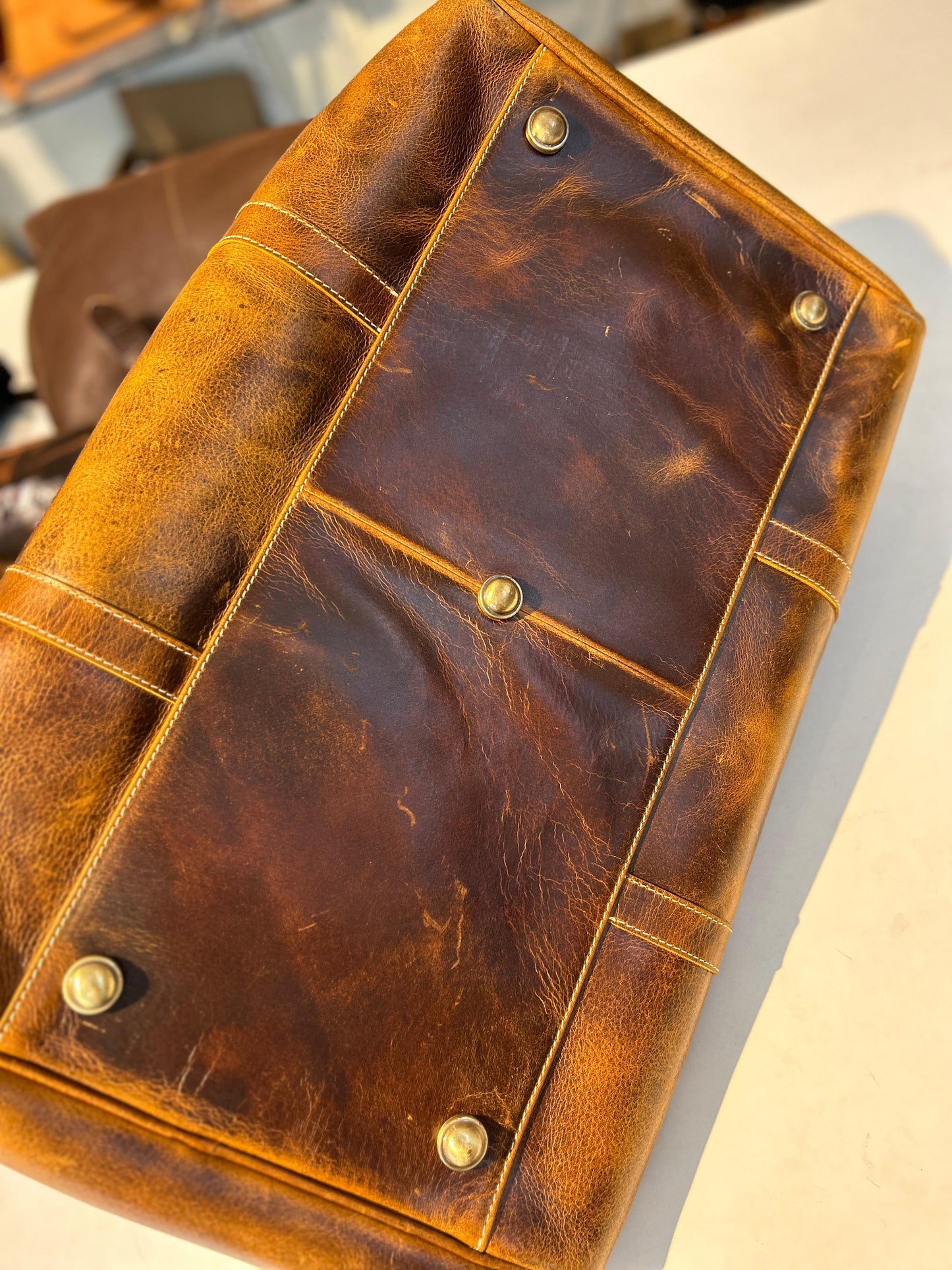 Roosevelt Full Grain Buffalo Leather Duffle - Tampa Home & Garden Store