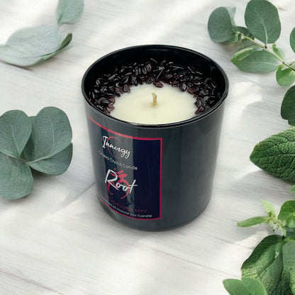 Root Chakra Crystal Candle with Garnet | Coconut-Soy Wax Candle, 9oz - Tampa Home & Garden Store