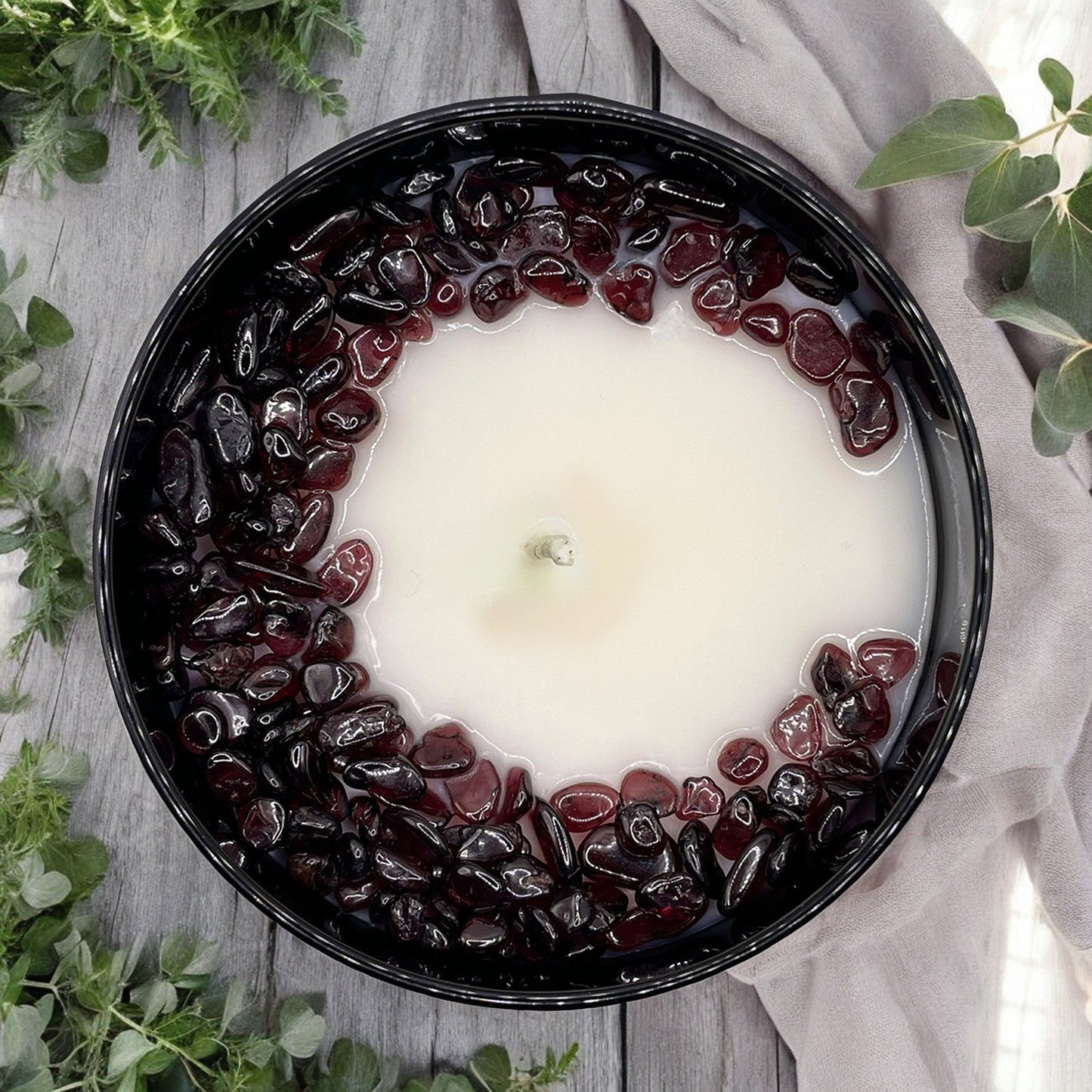 Root Chakra Crystal Candle with Garnet | Coconut-Soy Wax Candle, 9oz - Tampa Home & Garden Store