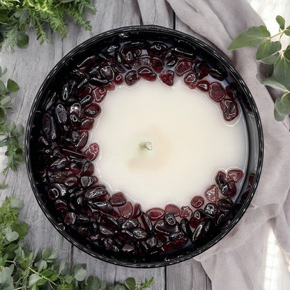 Root Chakra Crystal Candle with Garnet | Coconut-Soy Wax Candle, 9oz - Tampa Home & Garden Store