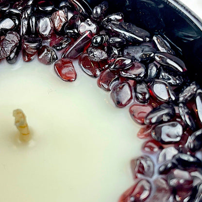 Root Chakra Crystal Candle with Garnet | Coconut-Soy Wax Candle, 9oz - Tampa Home & Garden Store