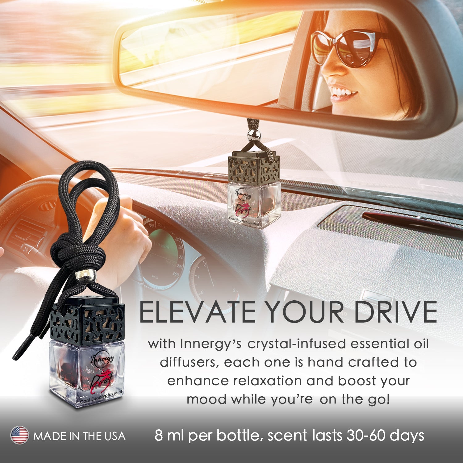 Root Chakra Crystal-Enhanced Oil Diffuser, Car Air Freshener, 8ml - Tampa Home & Garden Store