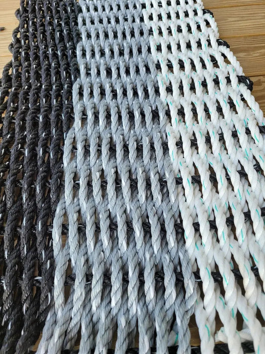 Rope Mat made with Lobster Rope, Black Gray White - Tampa Home & Garden Store