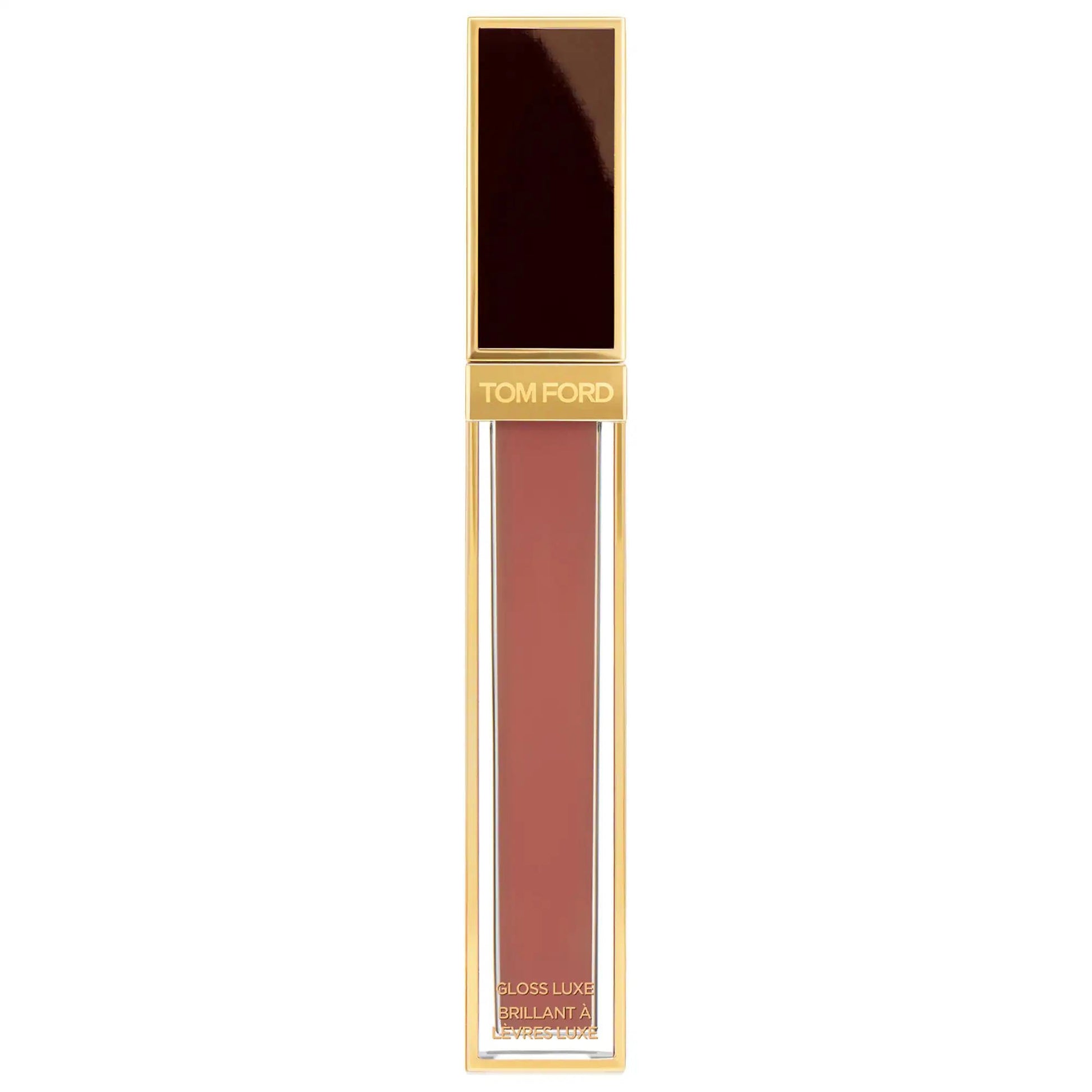 Gloss Luxe Lip Gloss in gold-tone case with Tom Ford logo, nude brown shade on Tampa Home & Garden Store