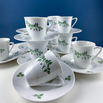 Rorstrand Rodos Espresso Dessert Modern Dish Set. 1900's Swedish Coffee Breakfast Set for 11. Leaf Motif. Dining Tea Room Table Decor. - Tampa Home & Garden Store