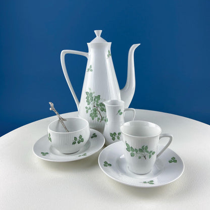 Rorstrand Rodos Espresso Dessert Modern Dish Set. 1900's Swedish Coffee Breakfast Set for 11. Leaf Motif. Dining Tea Room Table Decor. - Tampa Home & Garden Store
