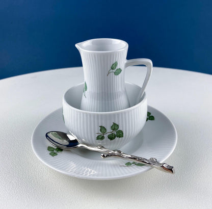 Rorstrand Rodos Espresso Dessert Modern Dish Set. 1900's Swedish Coffee Breakfast Set for 11. Leaf Motif. Dining Tea Room Table Decor. - Tampa Home & Garden Store