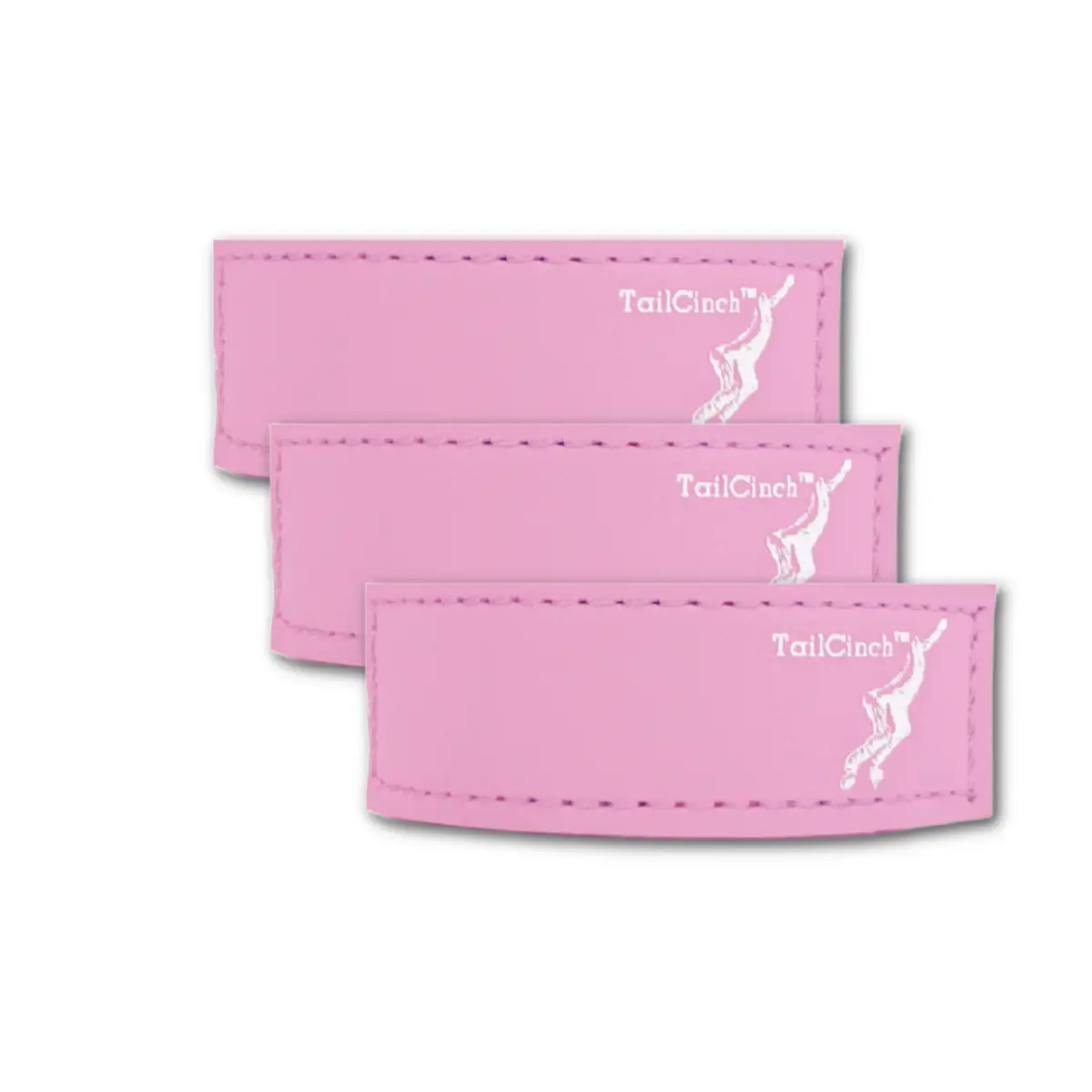 TailCinch Equine Tail Ties set of 3 pink faux leather with white logo on Tampa Home & Garden Store