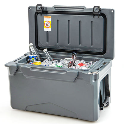 Rotomolded cooler by GemGear with integrated cup holders and bottle opener open with beverages on Tampa Home & Garden Store
