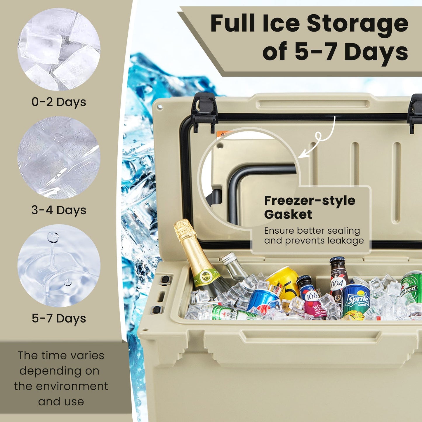 GemGear rotomolded cooler in tan with integrated cup holders and bottle opener on Tampa Home & Garden Store