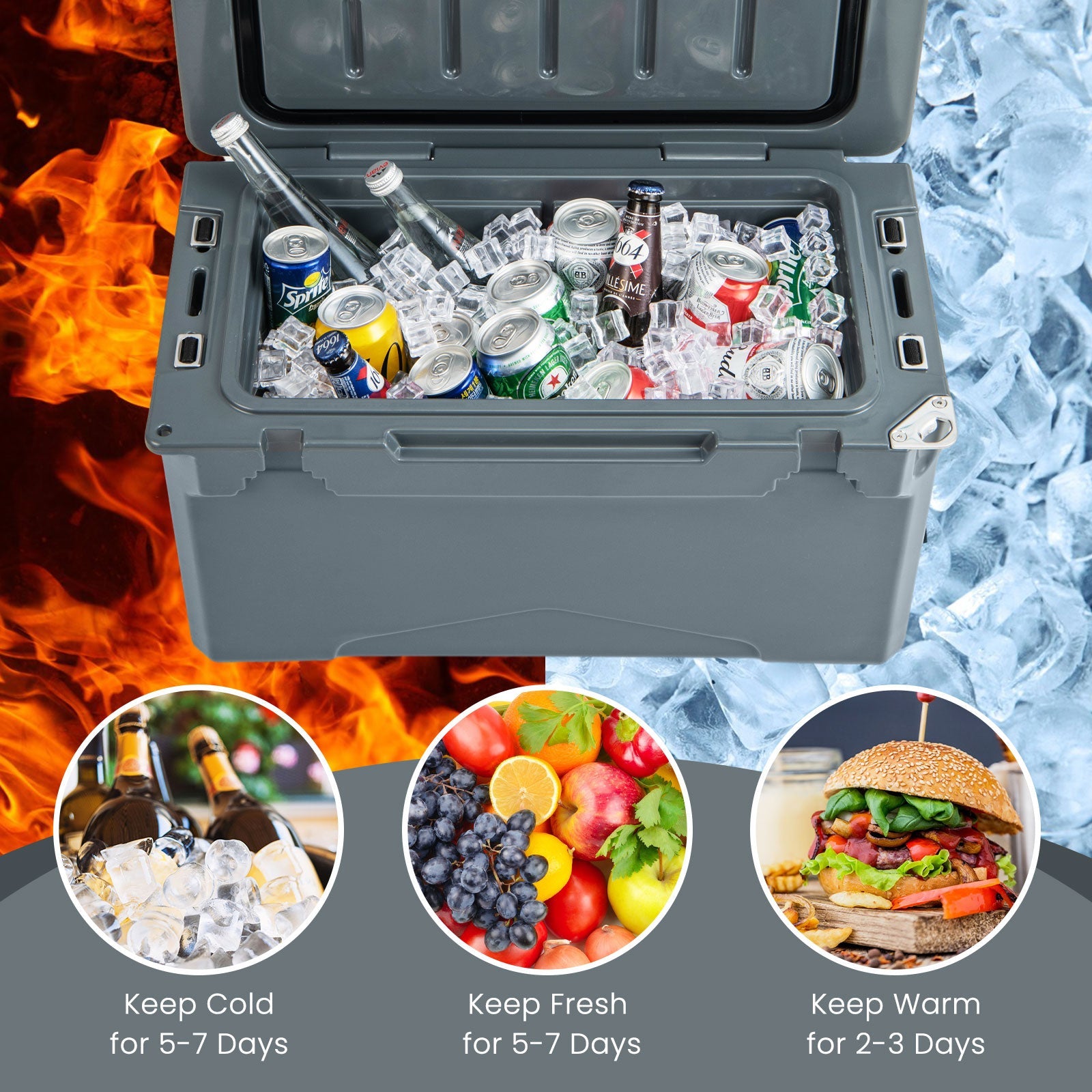 GemGear rotomolded cooler with built in cup holders and bottle opener, ice and drinks inside on Tampa Home & Garden Store