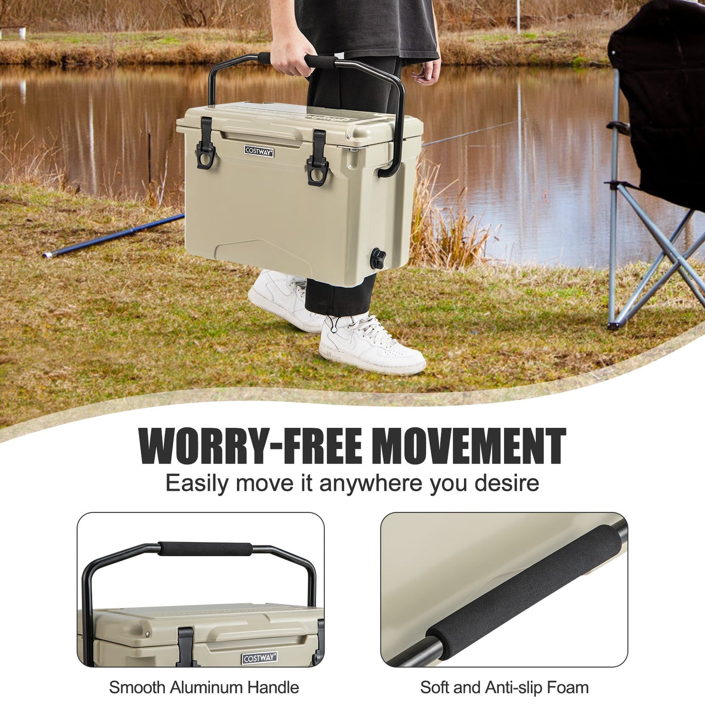 25-qt cooler with aluminum handle and integrated cup holders on Tampa Home & Garden Store