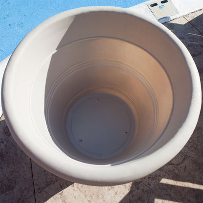 Round 26-inch Outdoor Patio Planter for Small Tree in Weathered Concrete Finish - Tampa Home & Garden Store