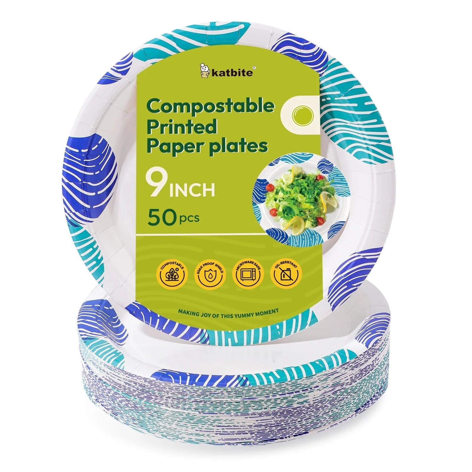Round 9-Inch Biodegradable Compostable Paper Plates – 50 Count - Tampa Home & Garden Store