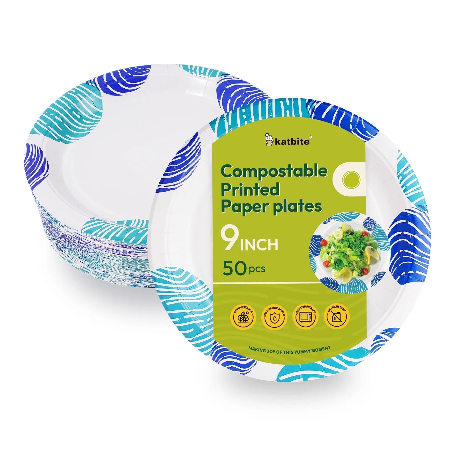 Round 9-Inch Biodegradable Compostable Paper Plates – 50 Count - Tampa Home & Garden Store