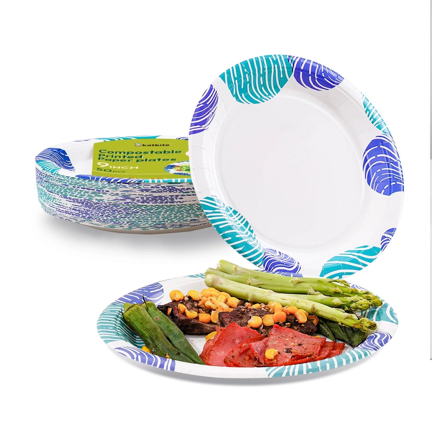 Round 9-Inch Biodegradable Compostable Paper Plates – 50 Count - Tampa Home & Garden Store