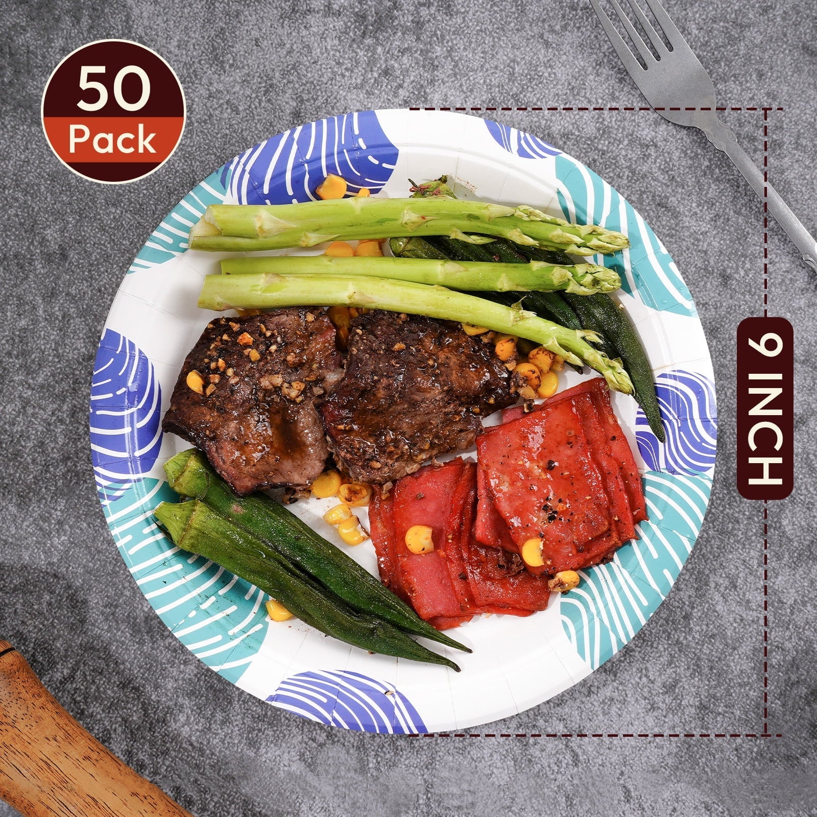 Round 9-Inch Biodegradable Compostable Paper Plates – 50 Count - Tampa Home & Garden Store