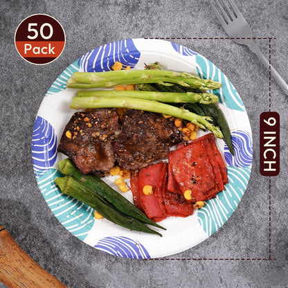 Round 9-Inch Biodegradable Compostable Paper Plates – 50 Count - Tampa Home & Garden Store