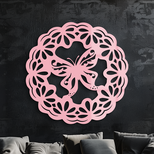 Round Butterfly Mandala Metal Wall Art – Nature Inspired Decorative Wall Hanging - KAFGP141 - Tampa Home & Garden Store