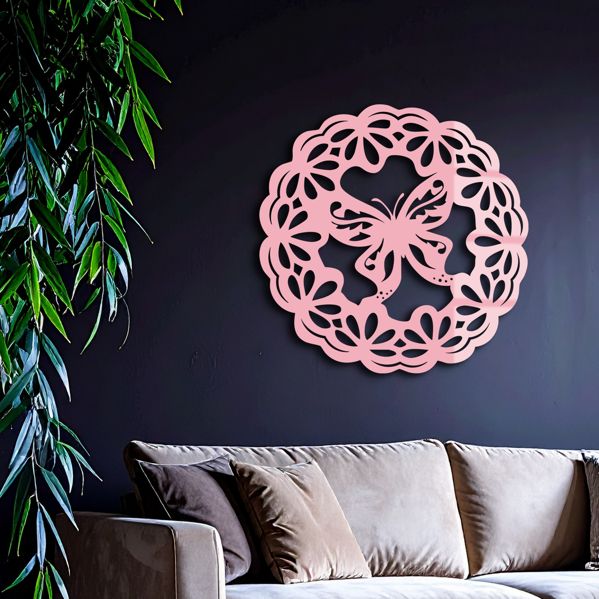 Round Butterfly Mandala Metal Wall Art – Nature Inspired Decorative Wall Hanging - KAFGP141 - Tampa Home & Garden Store