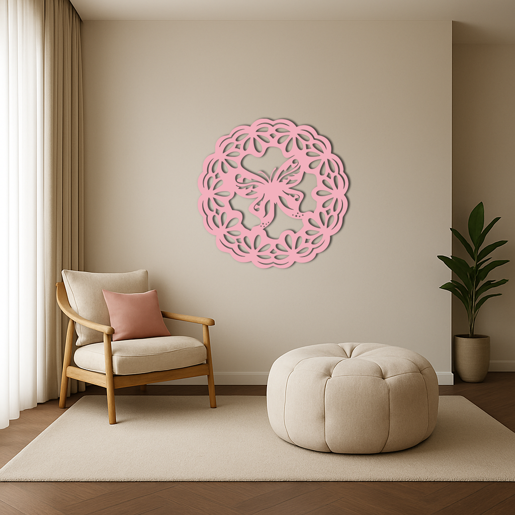 Round Butterfly Mandala Metal Wall Art – Nature Inspired Decorative Wall Hanging - KAFGP141 - Tampa Home & Garden Store