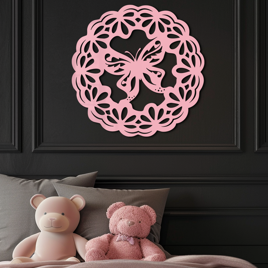 Round Butterfly Mandala Metal Wall Art – Nature Inspired Decorative Wall Hanging - KAFGP141 - Tampa Home & Garden Store