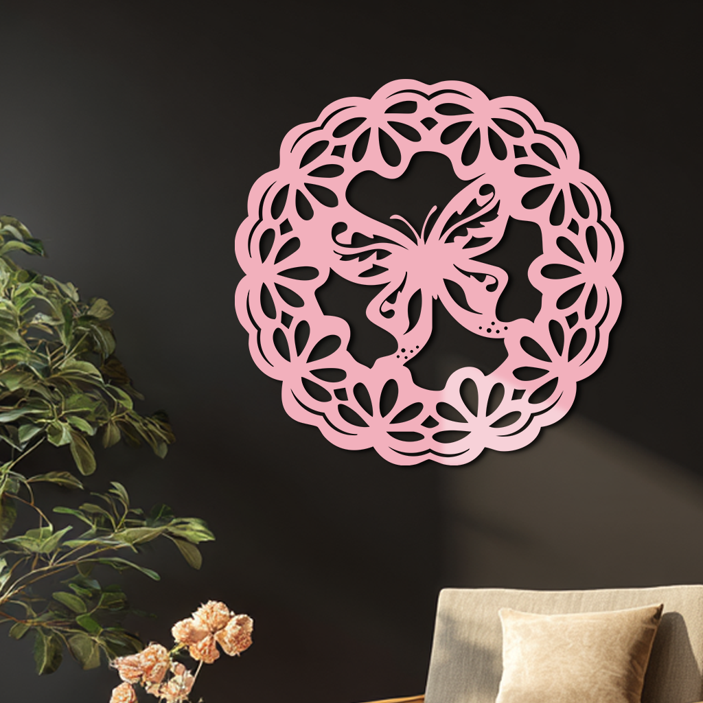 Round Butterfly Mandala Metal Wall Art – Nature Inspired Decorative Wall Hanging - KAFGP141 - Tampa Home & Garden Store