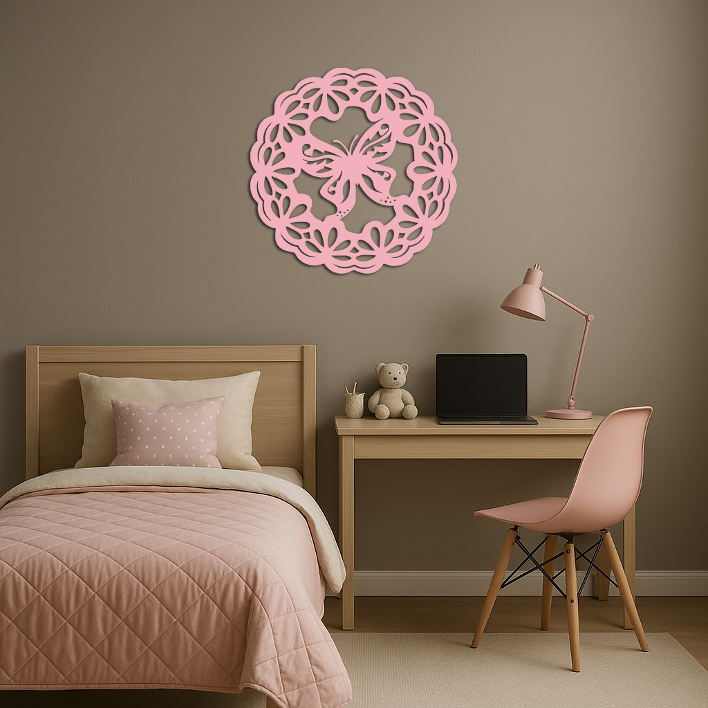 Round Butterfly Mandala Metal Wall Art – Nature Inspired Decorative Wall Hanging - KAFGP141 - Tampa Home & Garden Store