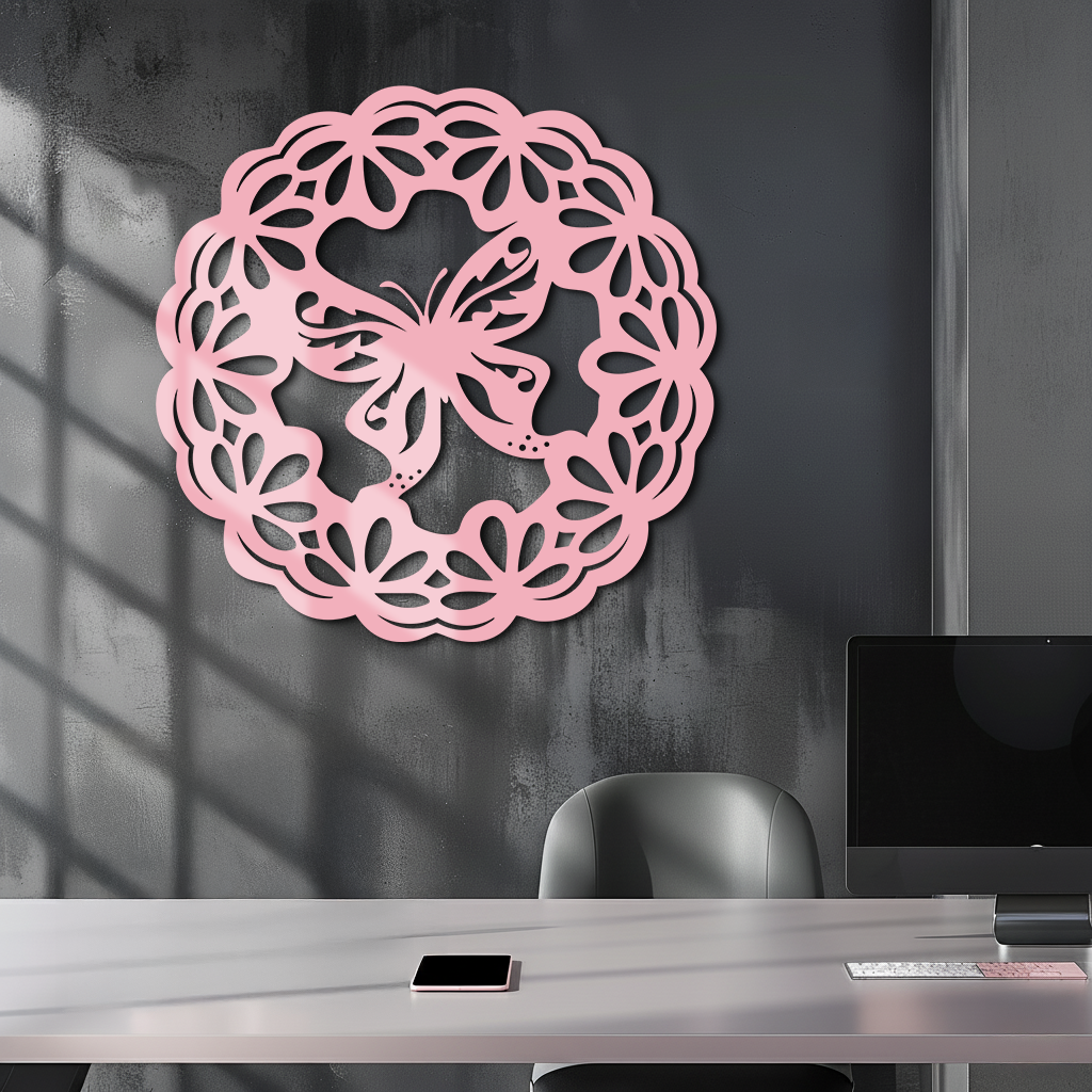 Round Butterfly Mandala Metal Wall Art – Nature Inspired Decorative Wall Hanging - KAFGP141 - Tampa Home & Garden Store