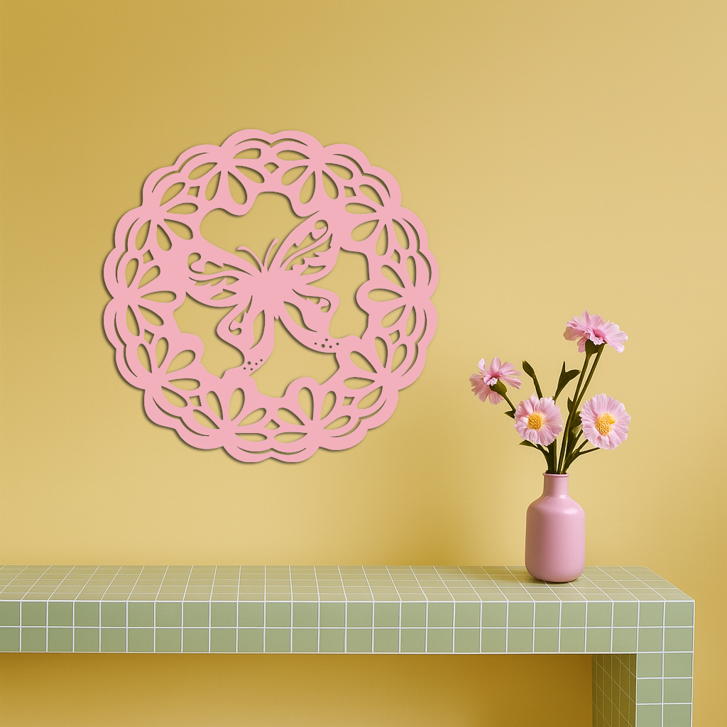 Round Butterfly Mandala Metal Wall Art – Nature Inspired Decorative Wall Hanging - KAFGP141 - Tampa Home & Garden Store