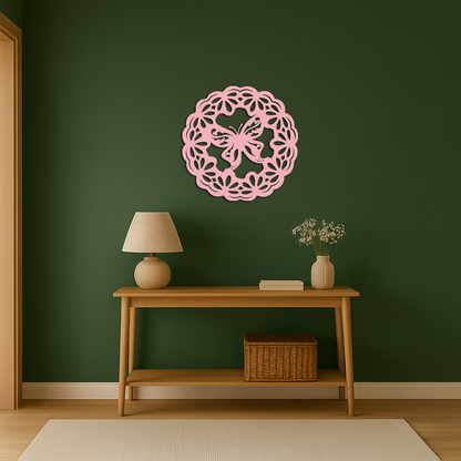 Round Butterfly Mandala Metal Wall Art – Nature Inspired Decorative Wall Hanging - KAFGP141 - Tampa Home & Garden Store