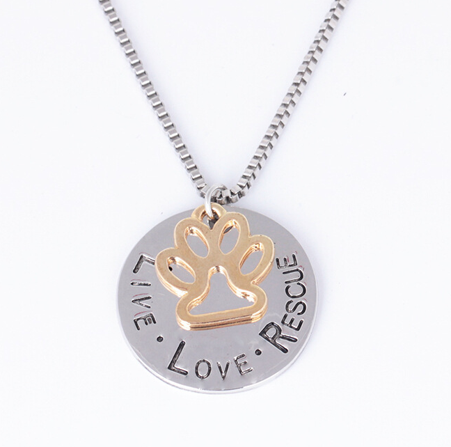Round Dog Paw Tag Short Necklace - Tampa Home & Garden Store