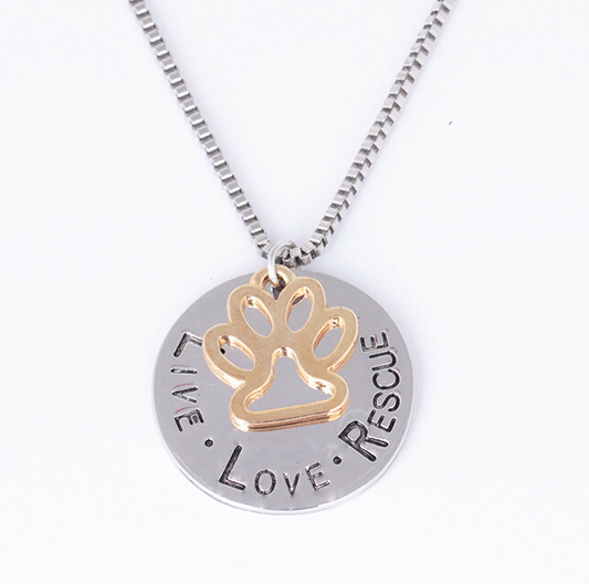 Round Dog Paw Tag Short Necklace - Tampa Home & Garden Store