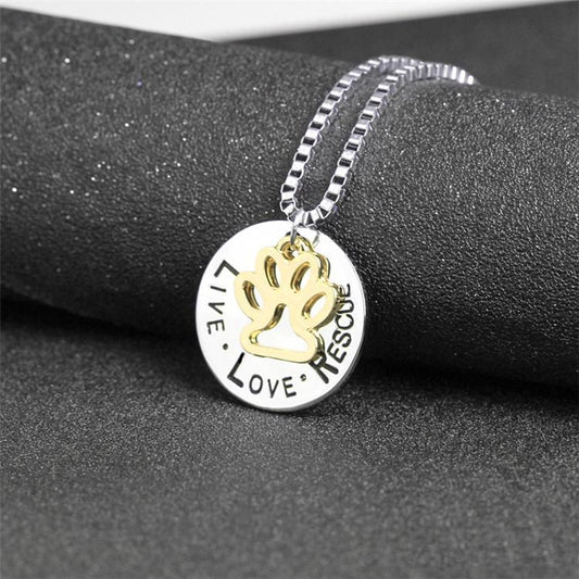 Round Dog Paw Tag Short Necklace - Tampa Home & Garden Store