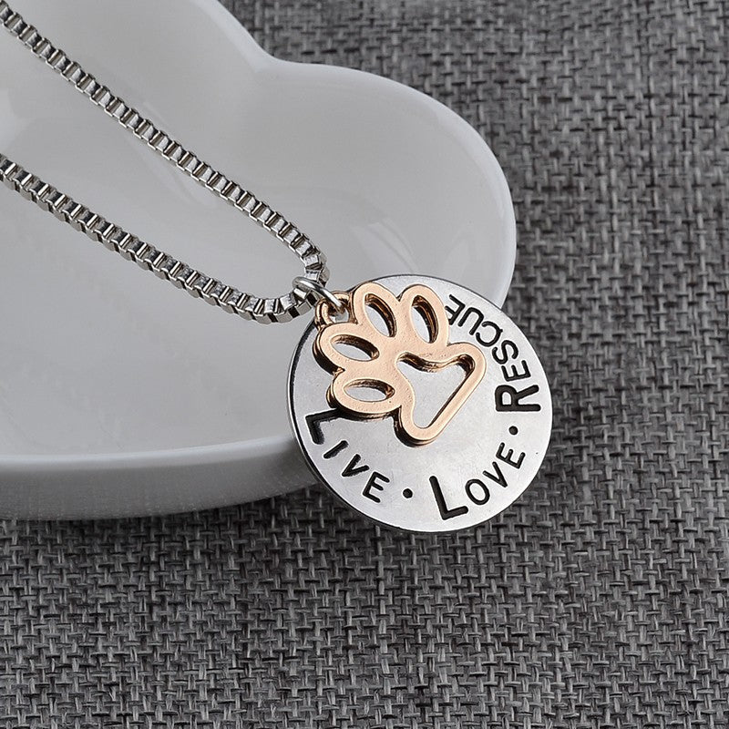 Round Dog Paw Tag Short Necklace - Tampa Home & Garden Store