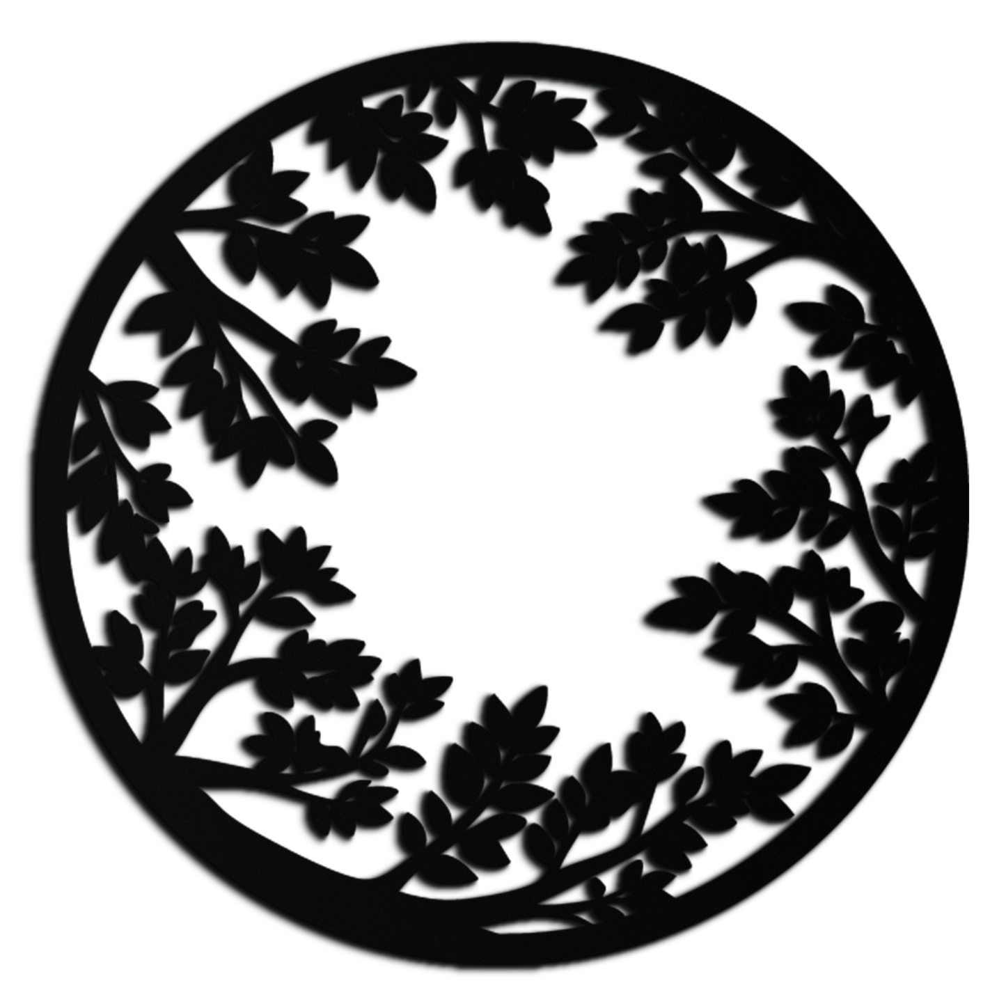 Round Leafy Branches Metal Wall Art – Nature Inspired Circular Black Steel Decor for Modern Interior and Garden- KAF411 - Tampa Home & Garden Store